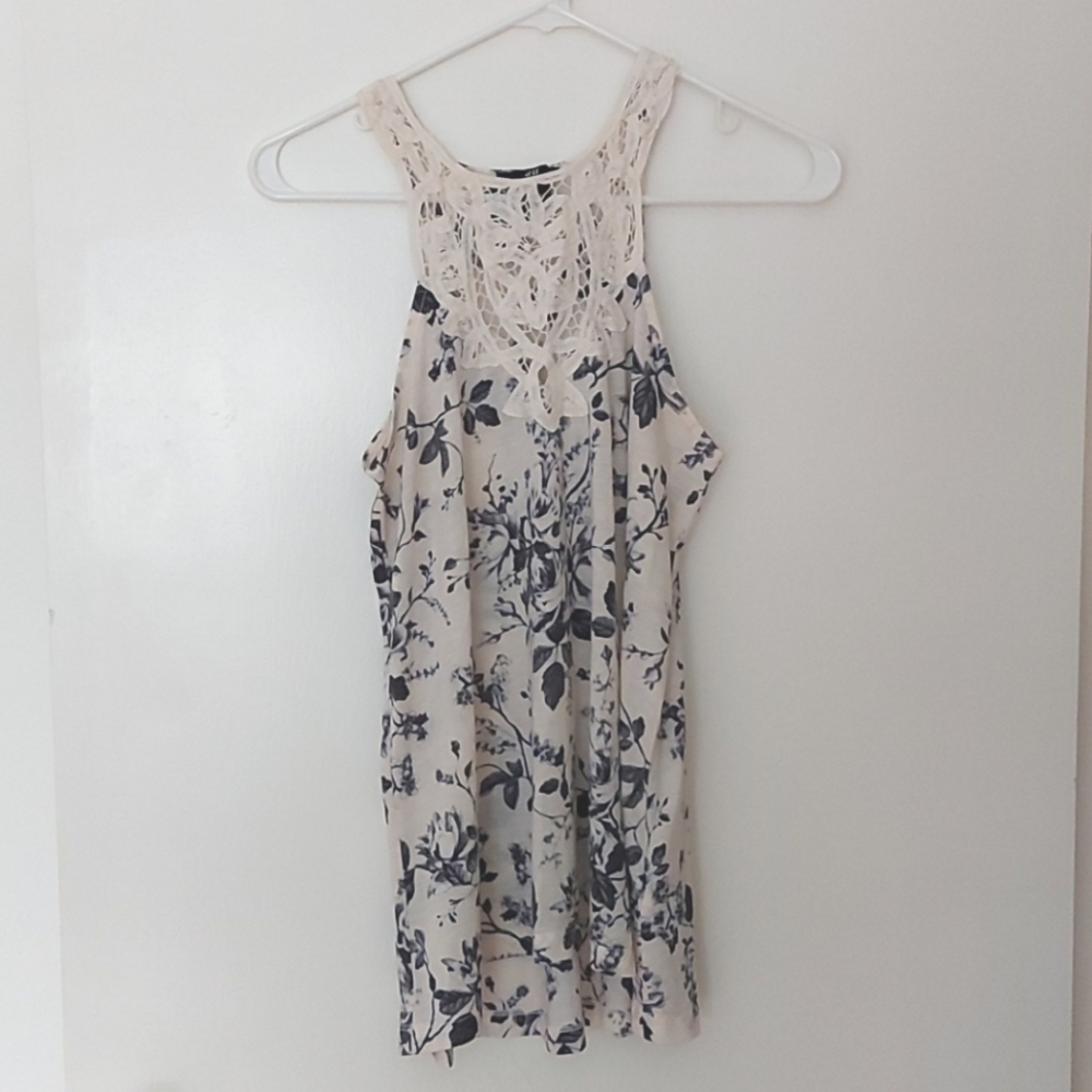 H&M High neck blue and white floral tank top